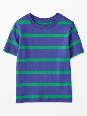 Hanna Andersson Blue & Green Striped Short Sleeve Tee Boys 10